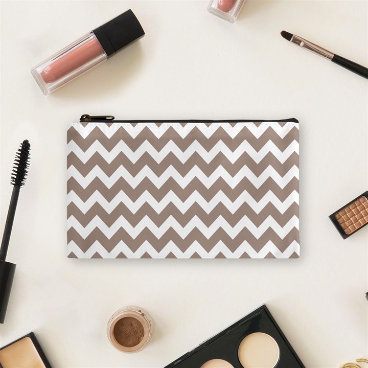 Beige Chevron Pattern Gifts Cosmetic Bag (Small)