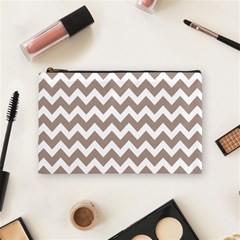 Beige Chevron Pattern Gifts Cosmetic Bag (medium) by GardenOfOphir