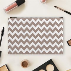 Beige Chevron Pattern Gifts Cosmetic Bag (large) by GardenOfOphir