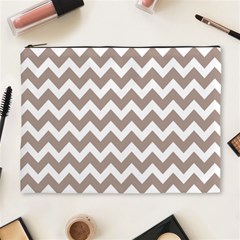 Beige Chevron Pattern Gifts Cosmetic Bag (xl) by GardenOfOphir