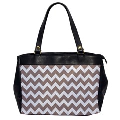 Beige Chevron Pattern Gifts Oversize Office Handbag by GardenOfOphir