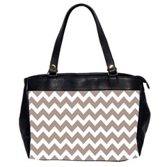 Beige Chevron Pattern Gifts Oversize Office Handbag (2 Sides) by GardenOfOphir