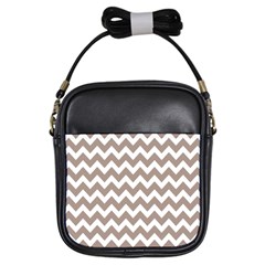 Beige Chevron Pattern Gifts Girls Sling Bag by GardenOfOphir