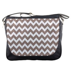 Beige Chevron Pattern Gifts Messenger Bag by GardenOfOphir