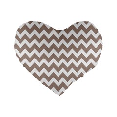 Beige Chevron Pattern Gifts Standard 16  Premium Heart Shape Cushions by GardenOfOphir