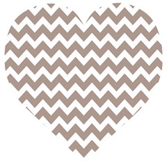 Beige Chevron Pattern Gifts Wooden Puzzle Heart by GardenOfOphir