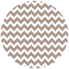 Beige Chevron Pattern Gifts Wooden Puzzle Round by GardenOfOphir