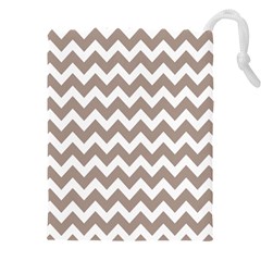 Beige Chevron Pattern Gifts Drawstring Pouch (4xl) by GardenOfOphir