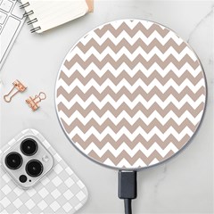 Beige Chevron Pattern Gifts Wireless Fast Charger(white) by GardenOfOphir