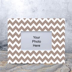 Beige Chevron Pattern Gifts White Tabletop Photo Frame 4 x6  by GardenOfOphir