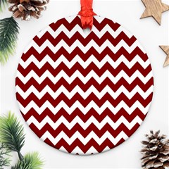 Red Chevron Pattern Gifts Ornament (round) by GardenOfOphir