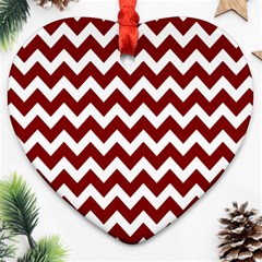 Red Chevron Pattern Gifts Ornament (heart) by GardenOfOphir