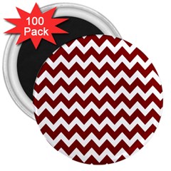 Red Chevron Pattern Gifts 3  Magnets (100 Pack) by GardenOfOphir