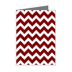 Red Chevron Pattern Gifts Mini Greeting Card by GardenOfOphir