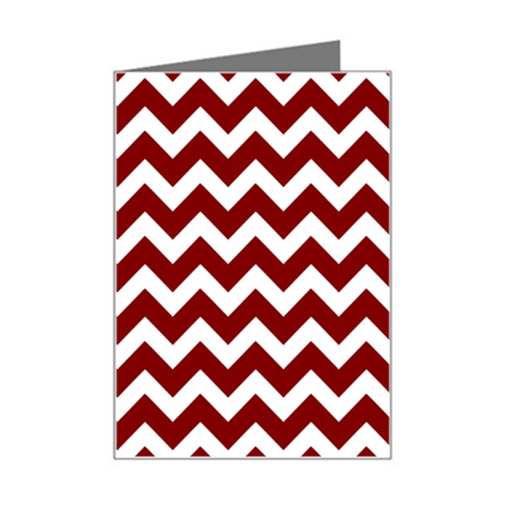 Red Chevron Pattern Gifts Mini Greeting Card