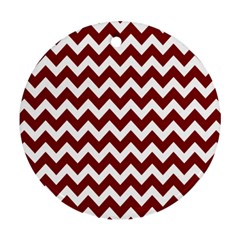 Red Chevron Pattern Gifts Round Ornament (two Sides) by GardenOfOphir