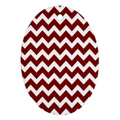 Red Chevron Pattern Gifts Oval Ornament (two Sides) by GardenOfOphir