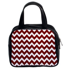 Red Chevron Pattern Gifts Classic Handbag (two Sides) by GardenOfOphir