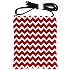 Red Chevron Pattern Gifts Shoulder Sling Bag by GardenOfOphir