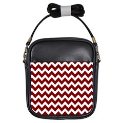 Red Chevron Pattern Gifts Girls Sling Bag by GardenOfOphir