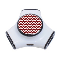 Red Chevron Pattern Gifts 3-port Usb Hub by GardenOfOphir