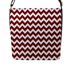 Red Chevron Pattern Gifts Flap Closure Messenger Bag (l) by GardenOfOphir