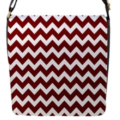 Red Chevron Pattern Gifts Flap Closure Messenger Bag (s) by GardenOfOphir