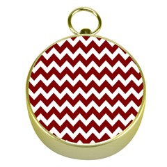 Red Chevron Pattern Gifts Gold Compasses by GardenOfOphir