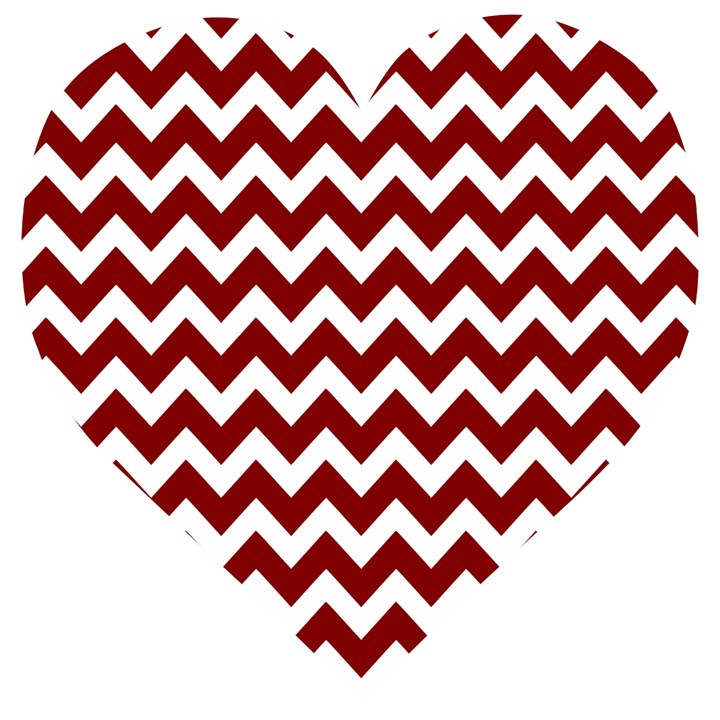 Red Chevron Pattern Gifts Wooden Puzzle Heart