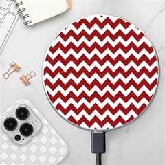 Red Chevron Pattern Gifts Wireless Fast Charger(white) by GardenOfOphir