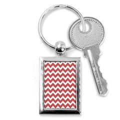 Coral Chevron Pattern Gifts Key Chain (rectangle) by GardenOfOphir