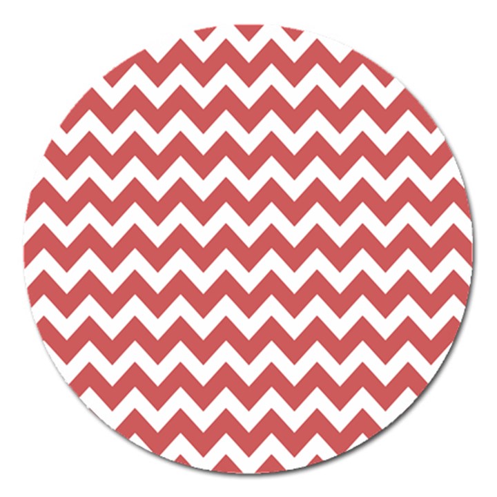 Coral Chevron Pattern Gifts Magnet 5  (Round)