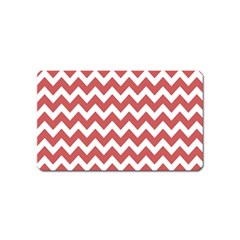 Coral Chevron Pattern Gifts Magnet (name Card) by GardenOfOphir