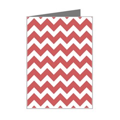 Coral Chevron Pattern Gifts Mini Greeting Card by GardenOfOphir