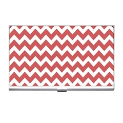 Coral Chevron Pattern Gifts Business Card Holder by GardenOfOphir