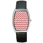 Coral Chevron Pattern Gifts Barrel Style Metal Watch Front