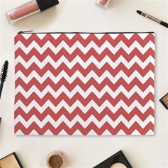 Coral Chevron Pattern Gifts Cosmetic Bag (xl) by GardenOfOphir