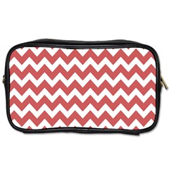 Coral Chevron Pattern Gifts Toiletries Bag (two Sides) by GardenOfOphir