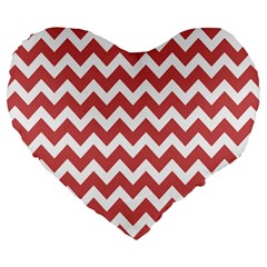 Coral Chevron Pattern Gifts Large 19  Premium Heart Shape Cushions by GardenOfOphir