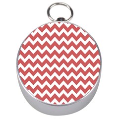 Coral Chevron Pattern Gifts Silver Compasses by GardenOfOphir