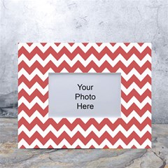 Coral Chevron Pattern Gifts White Tabletop Photo Frame 4 x6  by GardenOfOphir