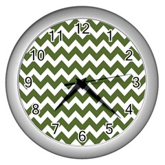 Chevron Pattern Gifts Wall Clock (silver) by GardenOfOphir