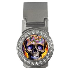 Skull With Flowers - Day Of The Dead Money Clips (cz)  by GardenOfOphir