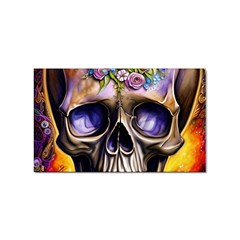 Skull With Flowers - Day Of The Dead Sticker Rectangular (10 Pack) by GardenOfOphir