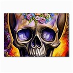 Skull With Flowers - Day Of The Dead Postcards 5  x 7  (Pkg of 10) Front