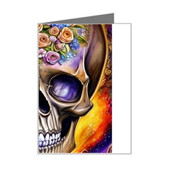 Skull With Flowers - Day Of The Dead Mini Greeting Card by GardenOfOphir