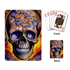 Skull With Flowers - Day Of The Dead Playing Cards Single Design (rectangle) by GardenOfOphir