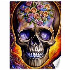 Skull With Flowers - Day Of The Dead Canvas 36  X 48  by GardenOfOphir