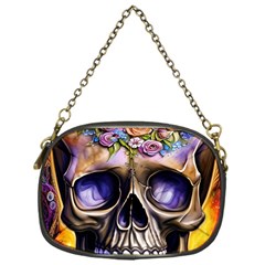 Skull With Flowers - Day Of The Dead Chain Purse (one Side) by GardenOfOphir