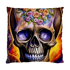 Skull With Flowers - Day Of The Dead Standard Cushion Case (one Side) by GardenOfOphir